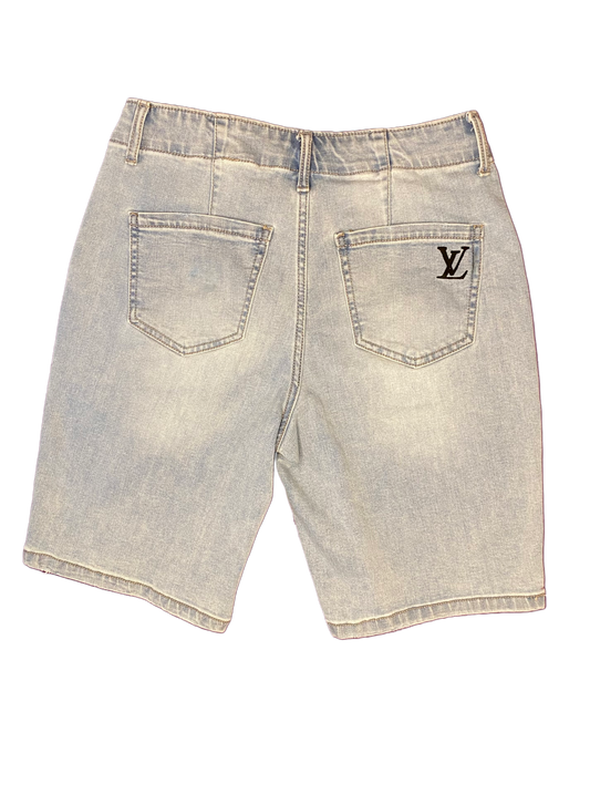 Hand Painted High Rise Jean Shorts